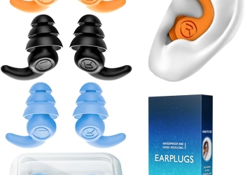 Waterproof Swimming Ear Plugs for Adults, 3 Pairs Reusable Silicone Swimmer Earplugs, Ear Protection for Showering Swimming Bathing Surfing and Other Water…