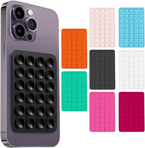 chunyuwen 8PCS Silicone Suction Phone Case Mount,sticky phone case for wall,Hands-Free Fidget Toy Mirror Shower Phone Holder, Non Slip Suction Cup Phone Mount(coloured)
