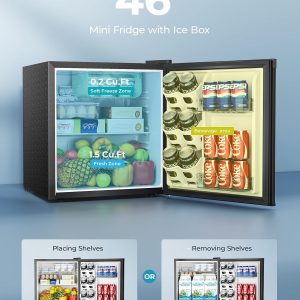 EUHOMY 46L Mini Fridge - Small Table Top Fridge with Reversible Door & Chiller - Image 3