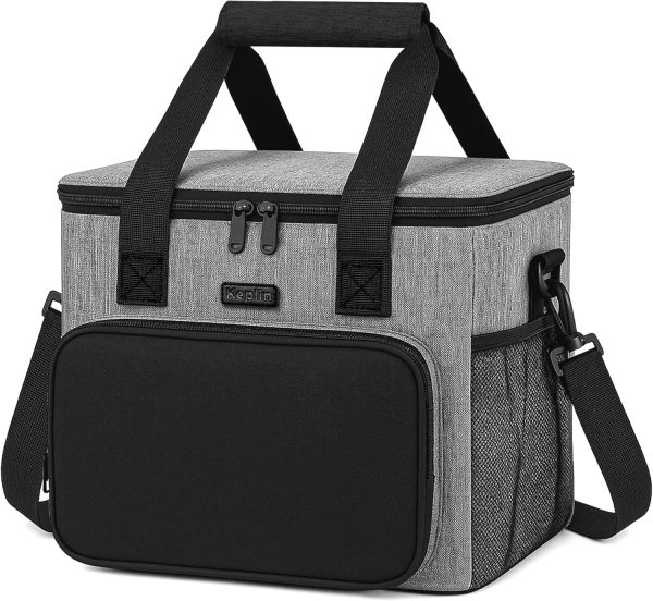 KEPLIN Insulated Cooler Bag Waterproof & Leak Resistant with Shoulder Strap, Side & Front Pockets Portable Lunch Box
